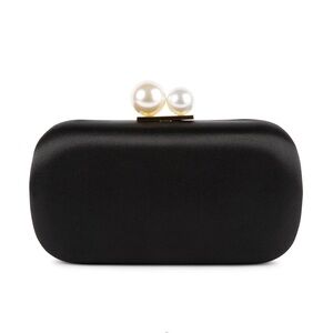 NWOT steve madden satin black clutch